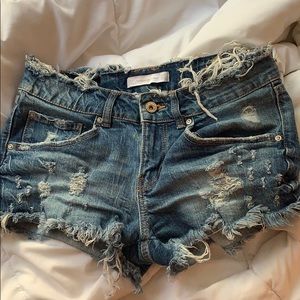 Zara raw hem denim shorts